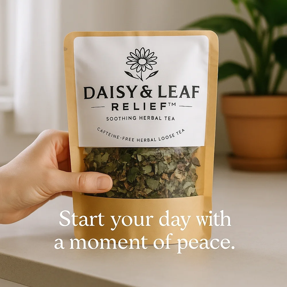 Daisy & Leaf Relief – Herbal Wellness Tea Gentle, Soothing Blend | Caffeine-Free